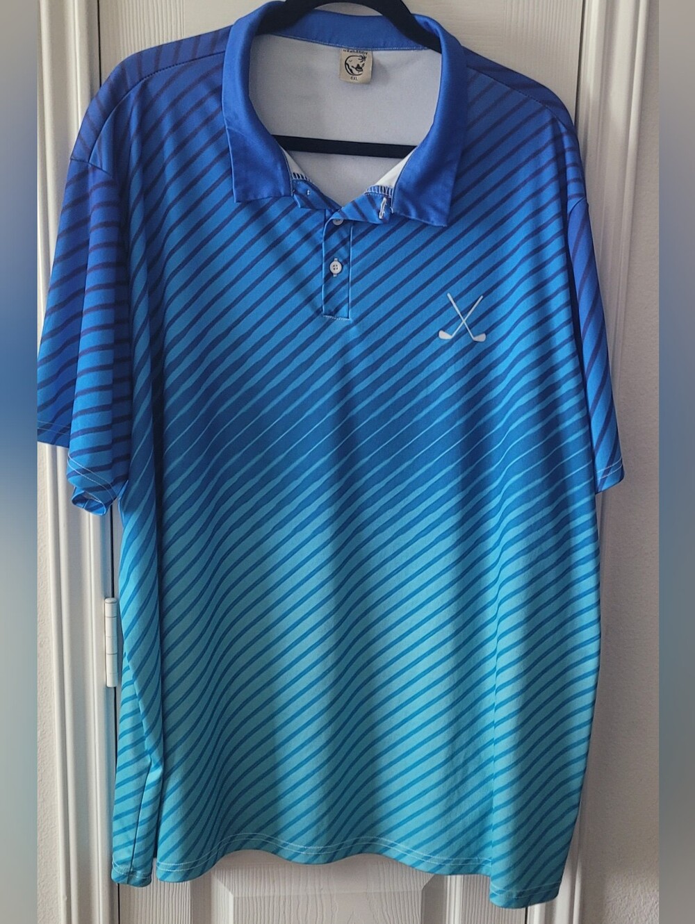 Hardaddy Blue Gradient Striped Golf Polo Shirt